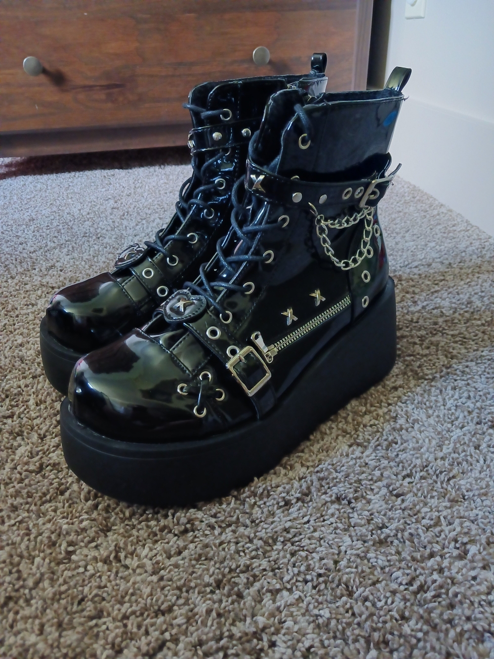 Women's Gothic Platform Black Boots EU 43